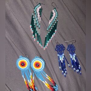 NATIVE AMERICAN REAL HAND CRAFTED BEADED EARRINGS FROM ARIZONA